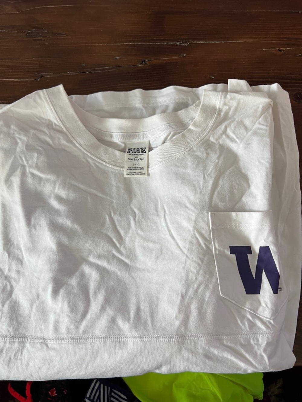 PINK White Long-Sleeve Tee with Purple 'WASHINGTON' Applique